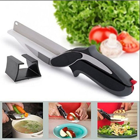 Clever Cutter 2-in-1 Knife & Cutting Board, Kitchen Food Chopper Scissors Tool
